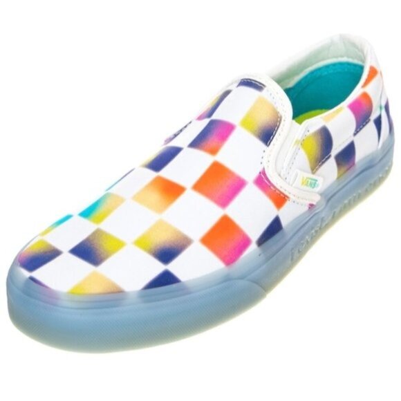 VANS Classic Slip On Sneakers, Soft Check Blue mid sole, Sz 6.5 - Picture 1 of 10